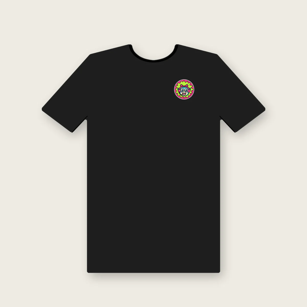 Nexie Badge Tee mockup featuring Nexie, the teal Loch Ness mascot of The Nexus Live